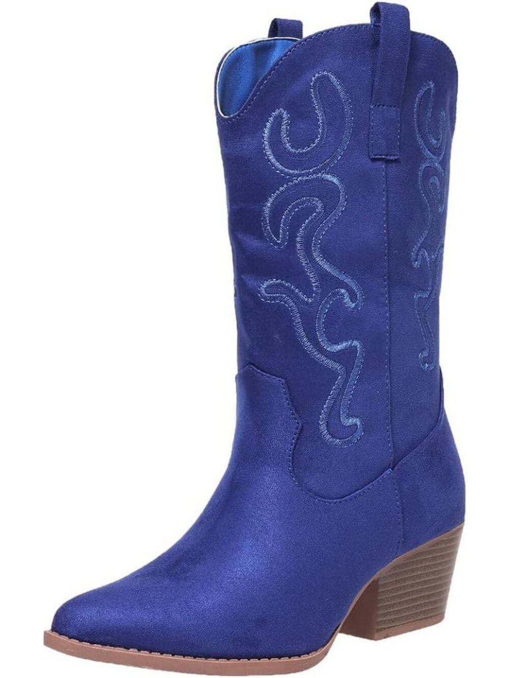 Women's Royal Western-Inspired Chunky Heel Mid Calf Embroidered Cowgirl Boots